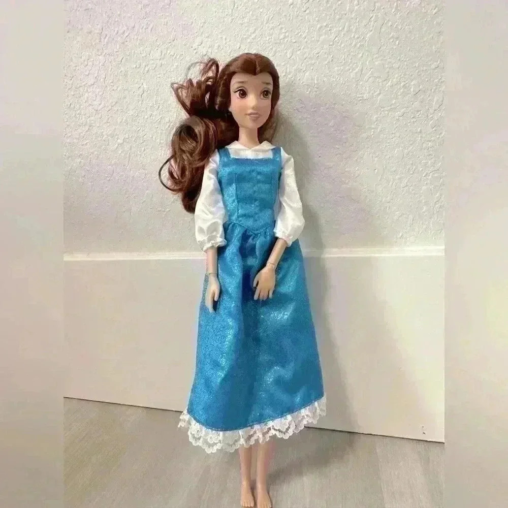 Disney Princess Belle Doll Classic Blue Ballgown Long Curly Hair Toy for Kids